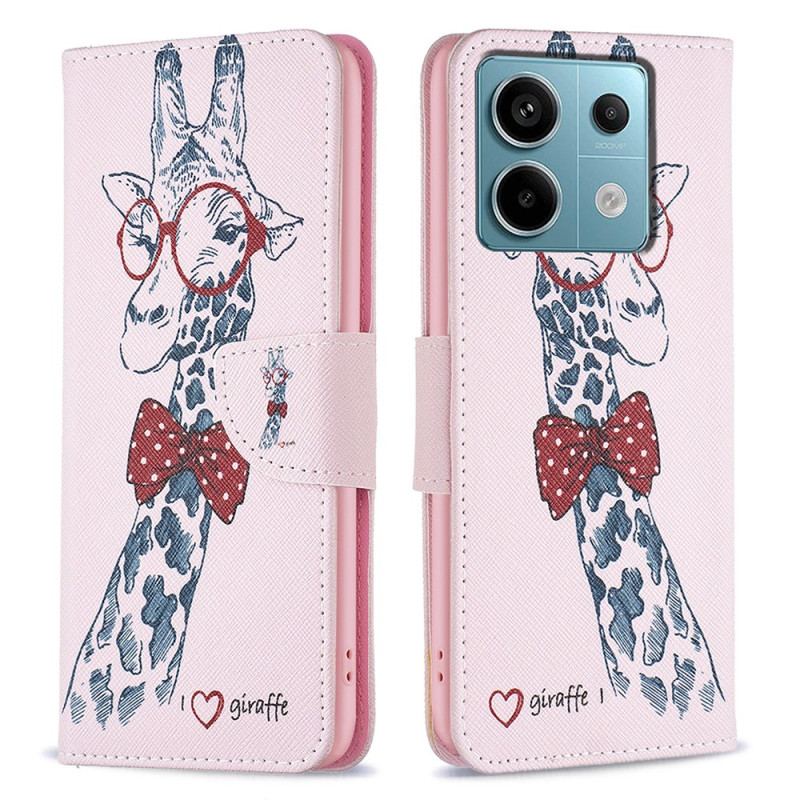 Etui Folio Xiaomi Redmi Note 13 Pro 4g Intelektualna Żyrafa Etui Ochronne