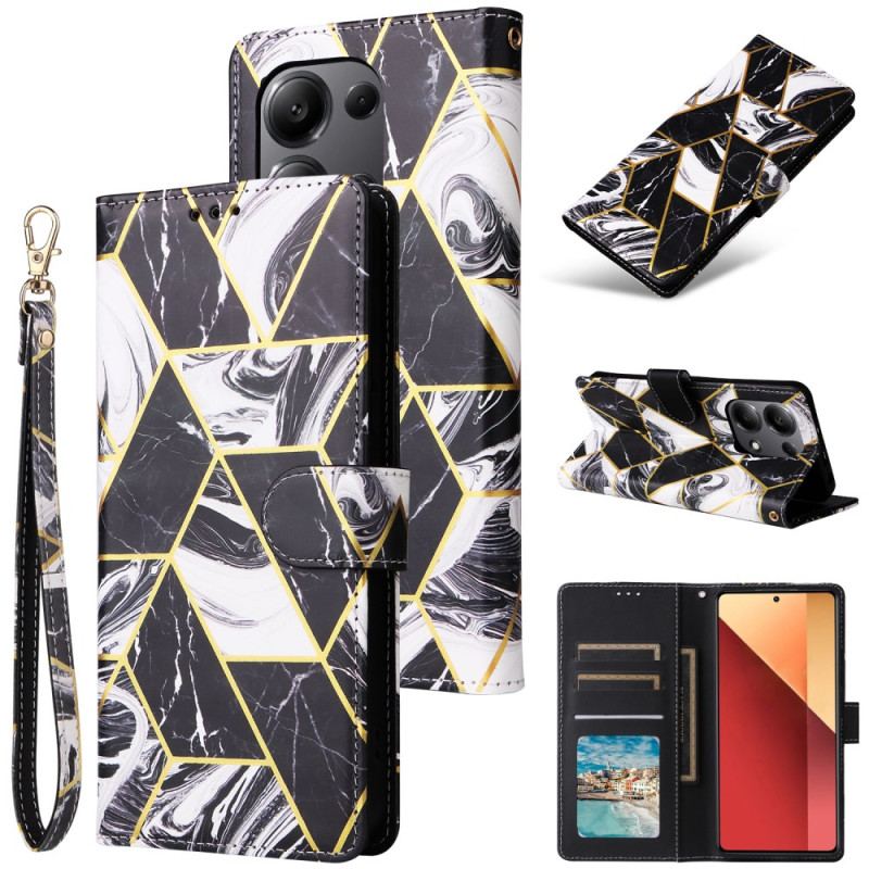 Etui Folio Xiaomi Redmi Note 13 Pro 4g Marmurkowy Wzór Z Paskiem