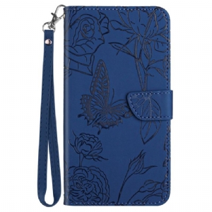 Etui Folio Xiaomi Redmi Note 13 Pro 4g Nadruk W Kształcie Motyla Z Paskiem Etui Ochronne