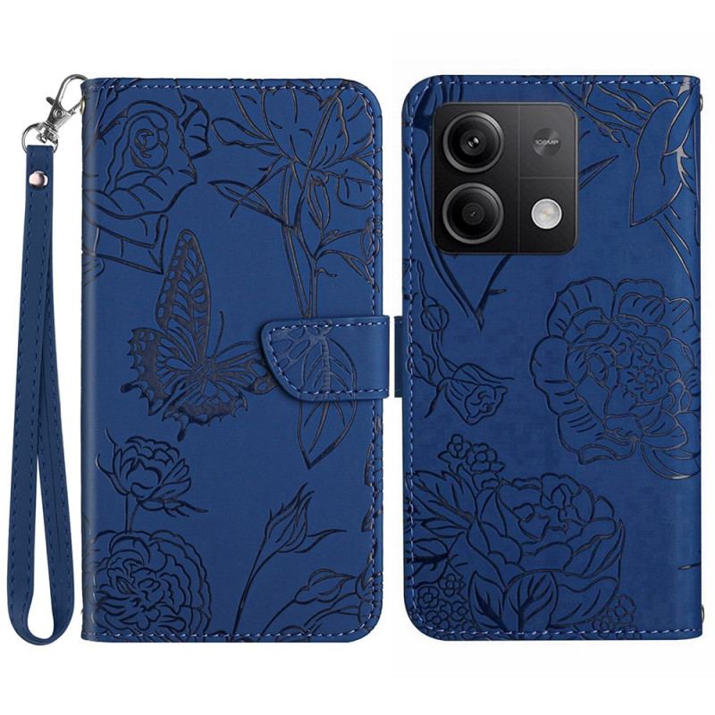 Etui Folio Xiaomi Redmi Note 13 Pro 4g Nadruk W Kształcie Motyla Z Paskiem Etui Ochronne