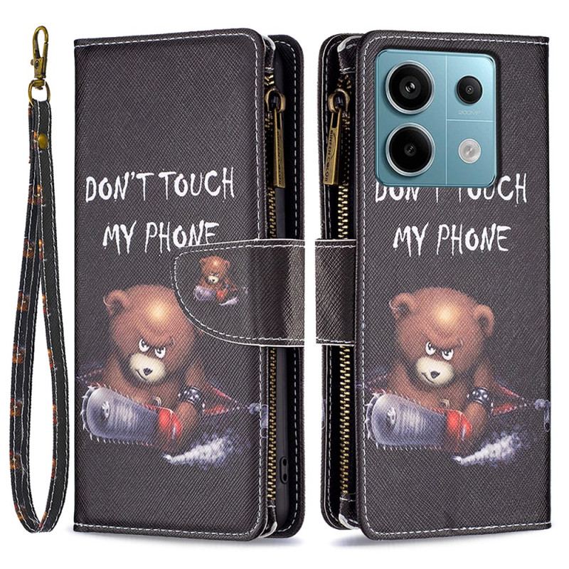 Etui Folio Xiaomi Redmi Note 13 Pro 4g Portfel Niebezpiecznego Niedźwiedzia Z Paskiem Etui Ochronne