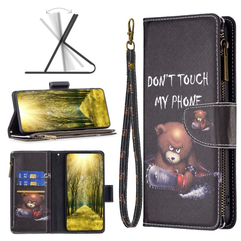 Etui Folio Xiaomi Redmi Note 13 Pro 4g Portfel Niebezpiecznego Niedźwiedzia Z Paskiem Etui Ochronne