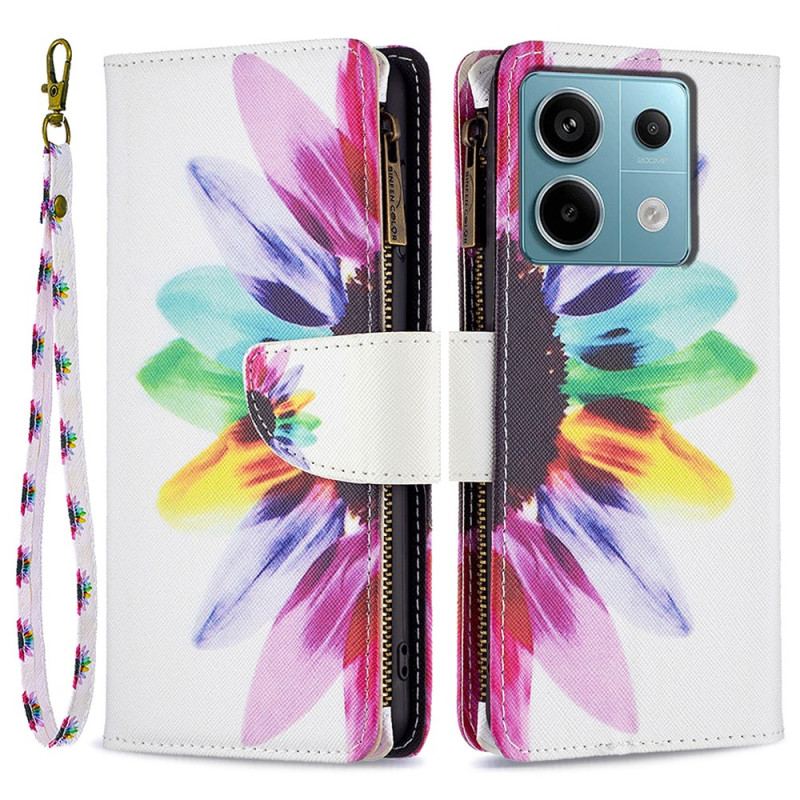 Etui Folio Xiaomi Redmi Note 13 Pro 4g Portfel W Akwarelowe Kwiaty Z Paskiem