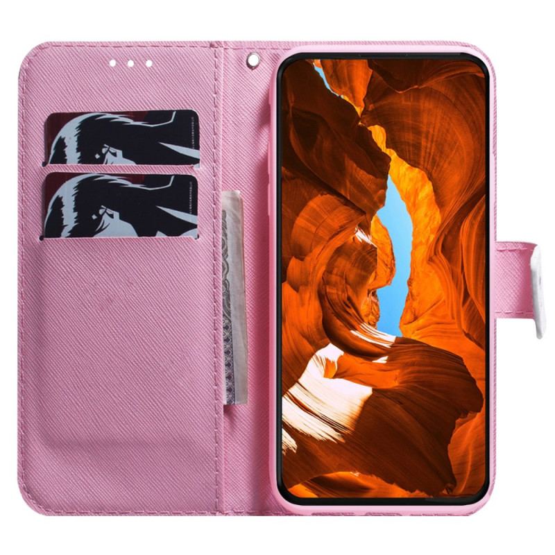 Etui Folio Xiaomi Redmi Note 13 Pro 4g Różowy Kwiat Etui Ochronne