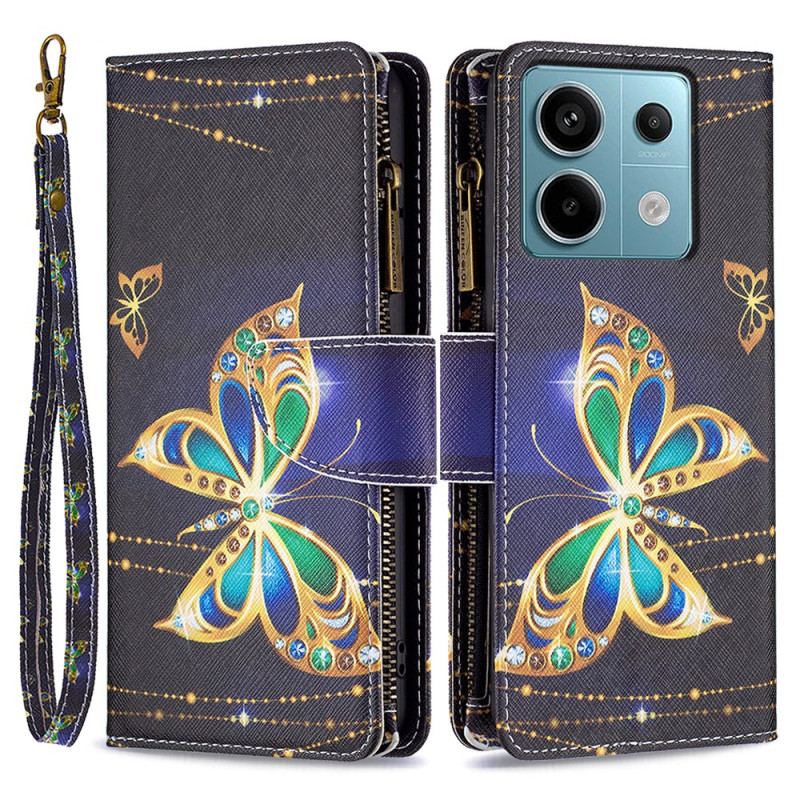 Etui Folio Xiaomi Redmi Note 13 Pro 4g Strassowy Portfel Motylkowy Z Paskiem Etui Ochronne