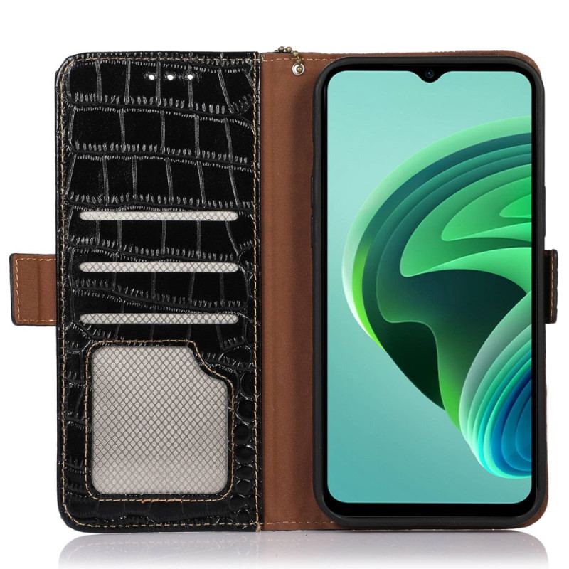 Etui Folio Xiaomi Redmi Note 13 Pro 4g Technologia Blokowania Rfid W Kształcie Krokodyla