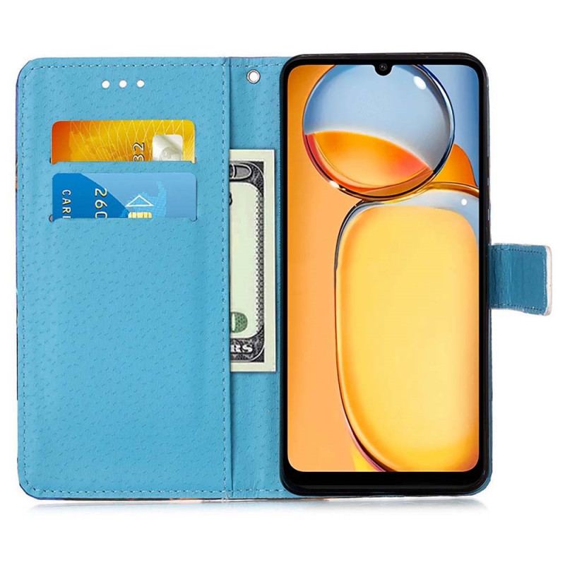 Etui Folio Xiaomi Redmi Note 13 Pro 4g Wieża Eiffla I Motyle Z Paskiem Etui Ochronne