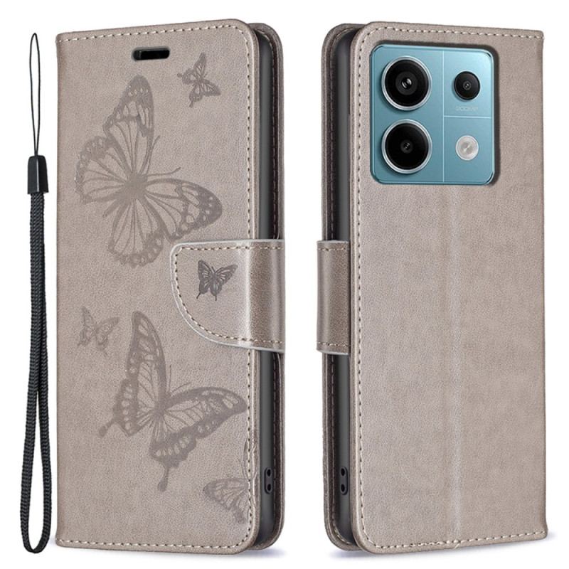 Etui Folio Xiaomi Redmi Note 13 Pro 4g Wzór Motyla Z Paskiem Etui Ochronne