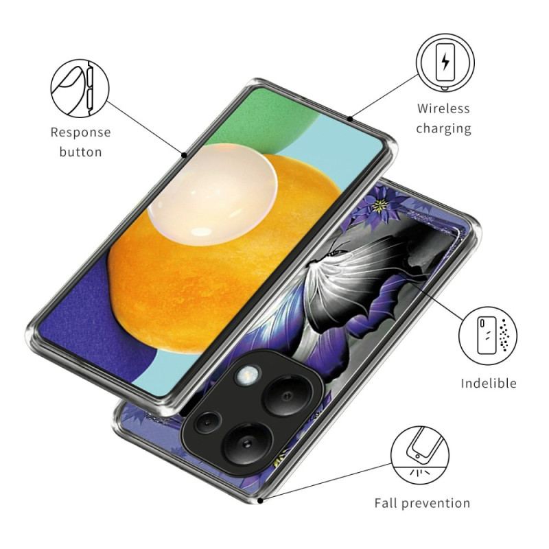 Etui Xiaomi Redmi Note 13 Pro 4g Fioletowy Motyl Etui Ochronne