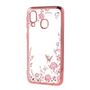 Etui do Samsung Galaxy A40 Anti-fall Sheer Floral Spring - Różowe Złoto