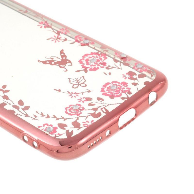 Etui do Samsung Galaxy A40 Anti-fall Sheer Floral Spring - Różowe Złoto