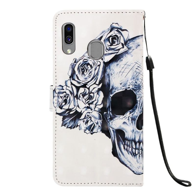 Etui Folio do Samsung Galaxy A40 Classic Czaszki Kwiaty