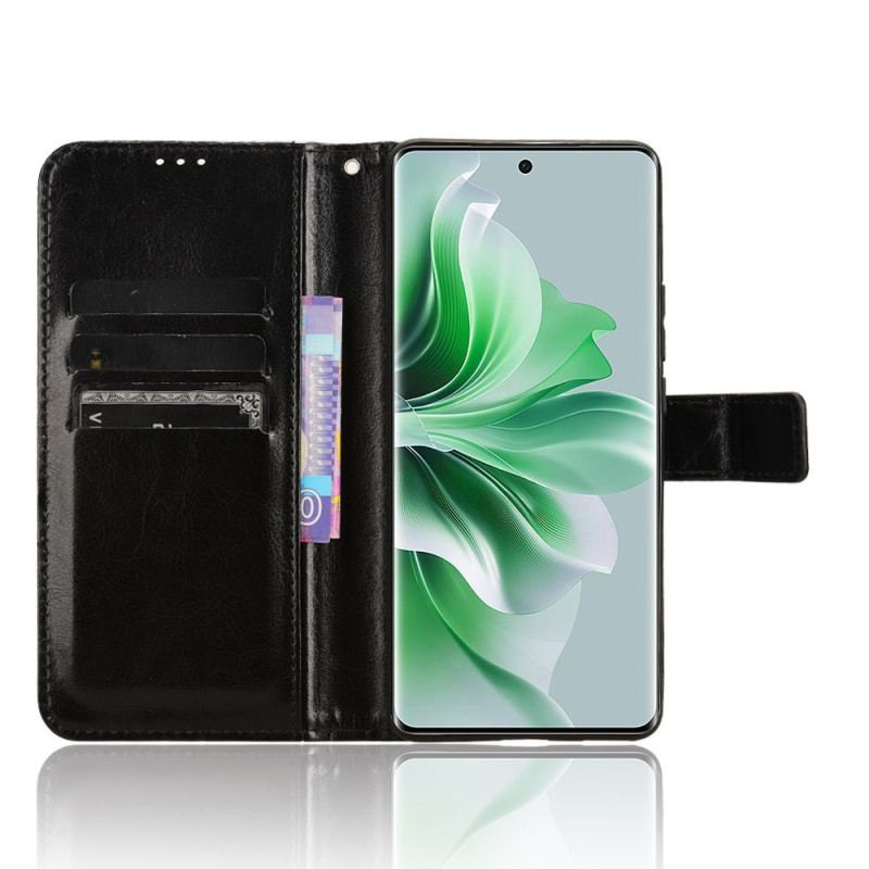 Etui Folio Do Oppo Reno 11 5g Błyszcząca Sztuczna Skóra Z Paskiem