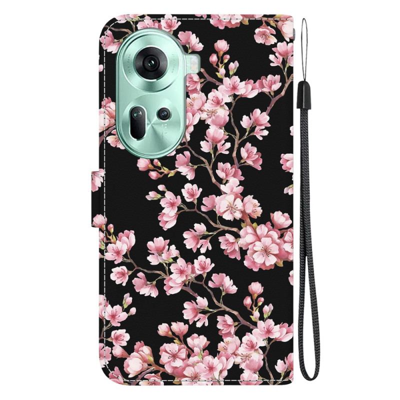 Etui Folio Do Oppo Reno 11 5g Kwiaty Śliwy Przywiązane