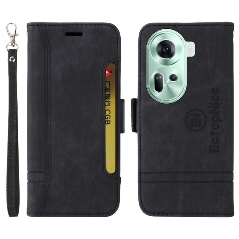 Etui Folio Do Oppo Reno 11 5g Przednie Etui Na Karty I Smycz Betopnice