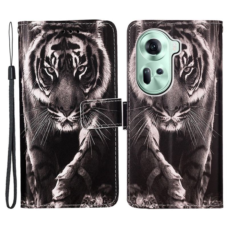 Etui Folio Do Oppo Reno 11 5g Tygrys Z Paskiem