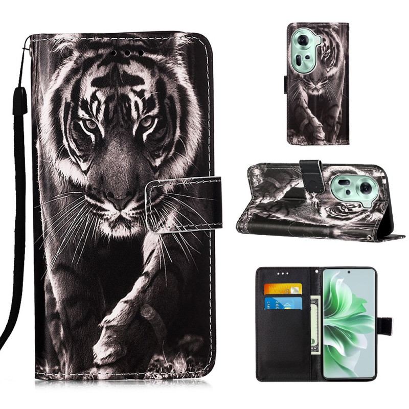 Etui Folio Do Oppo Reno 11 5g Tygrys Z Paskiem