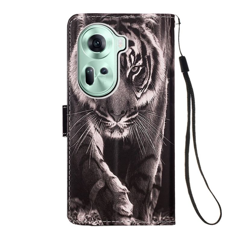 Etui Folio Do Oppo Reno 11 5g Tygrys Z Paskiem