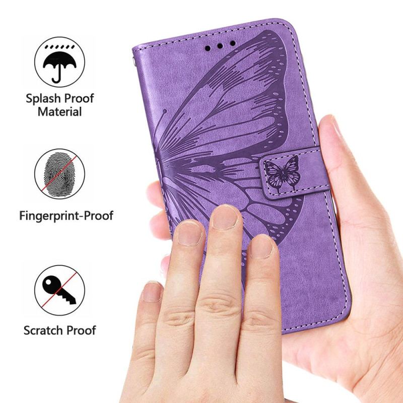 Etui Folio Oppo Reno 11 5g Kwiatowy Motyl Z Paskiem Etui Ochronne