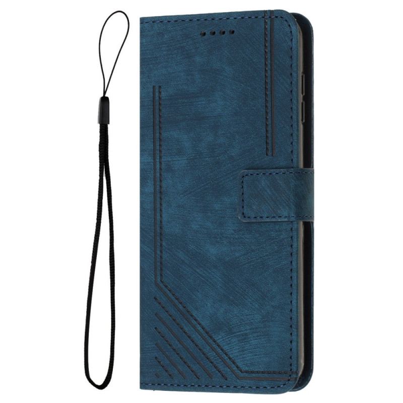 Etui Folio Oppo Reno 11 5g Linie Projektowe Z Paskiem