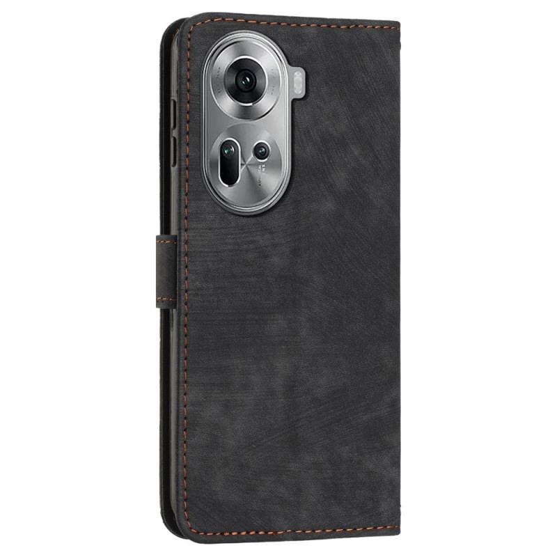 Etui Folio Oppo Reno 11 5g Linie Projektowe Z Paskiem