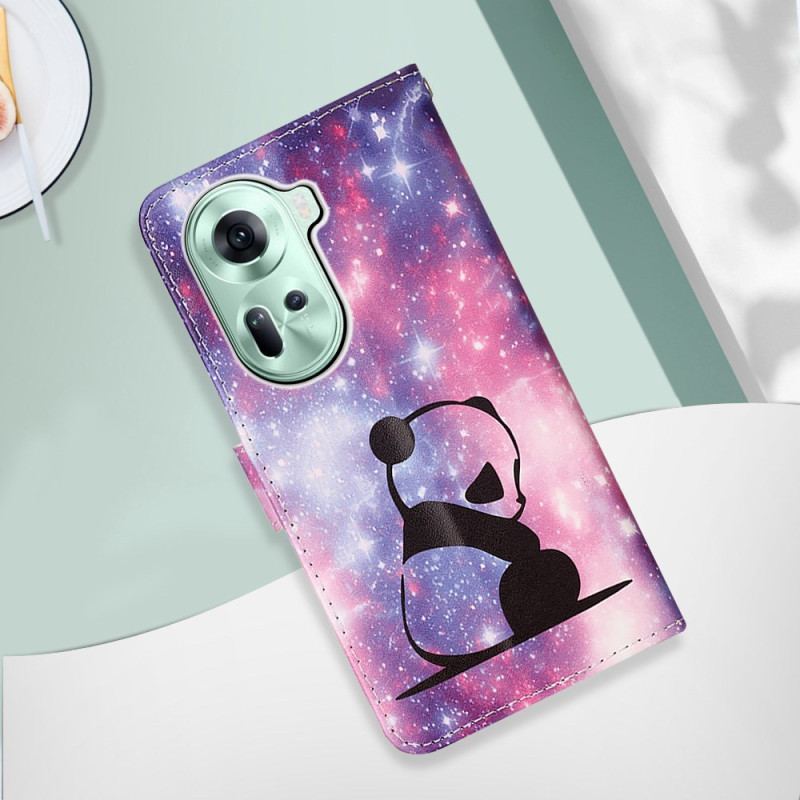 Etui Folio Oppo Reno 11 5g Mała Panda Z Paskiem Etui Ochronne