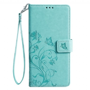 Etui Folio Oppo Reno 11 5g Motyle I Kwiaty Z Paskiem