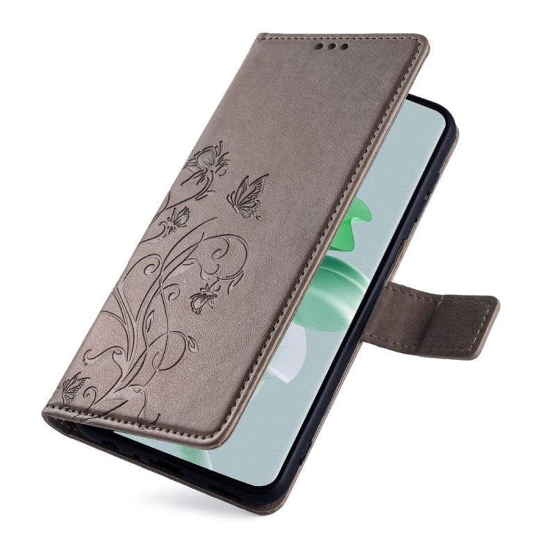 Etui Folio Oppo Reno 11 5g Motyle I Kwiaty Z Paskiem