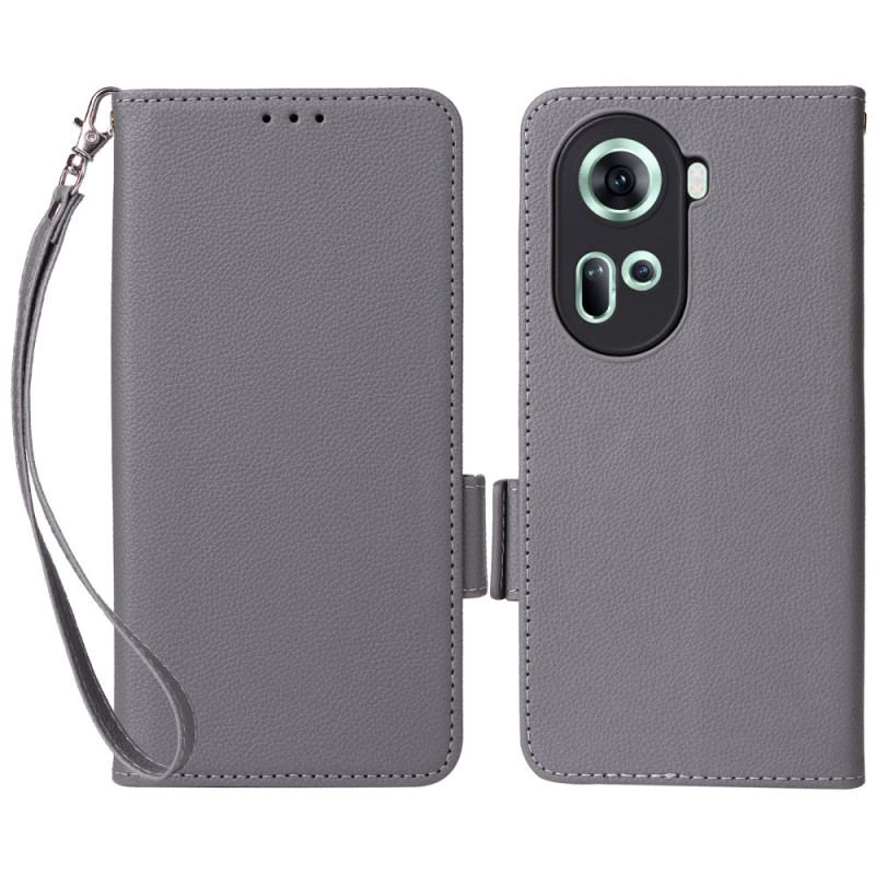 Etui Folio Oppo Reno 11 5g Tekstura Liczi Z Paskiem