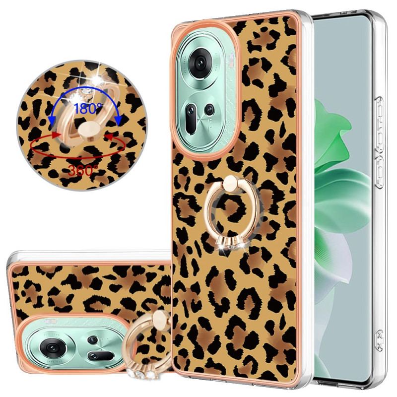 Etui Oppo Reno 11 5g Uchwyt Na Pierścionek W Panterkę Etui Ochronne