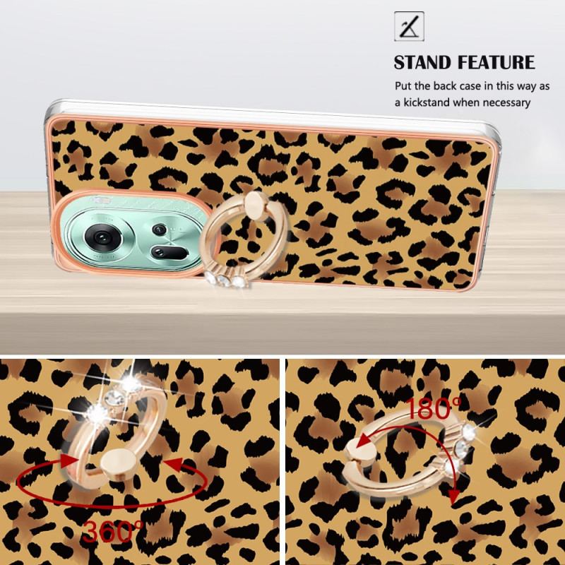 Etui Oppo Reno 11 5g Uchwyt Na Pierścionek W Panterkę Etui Ochronne