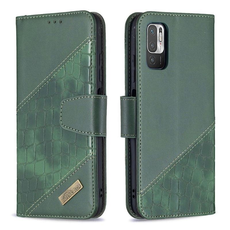 Etui Folio do Xiaomi Redmi Note 10 5G / Poco M3 Pro Obrzeża Croc Aspect Efekt Skóry