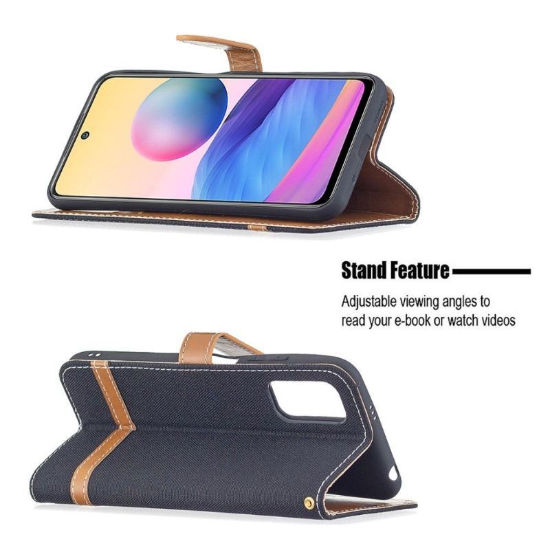 Etui Folio do Xiaomi Redmi Note 10 5G / Poco M3 Pro Obrzeża Pokrowiec Z Tkaniny