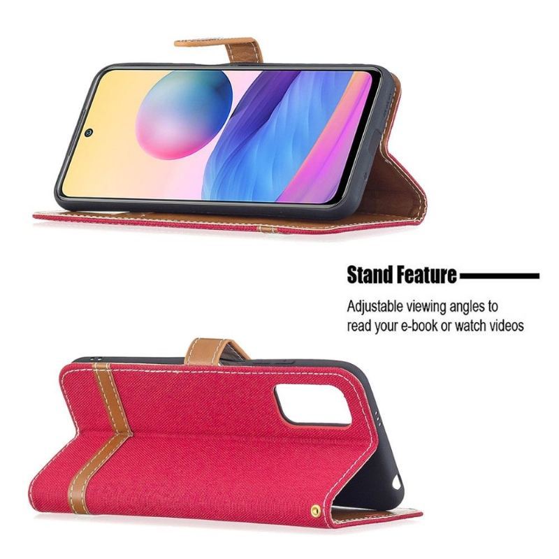 Etui Folio do Xiaomi Redmi Note 10 5G / Poco M3 Pro Obrzeża Pokrowiec Z Tkaniny