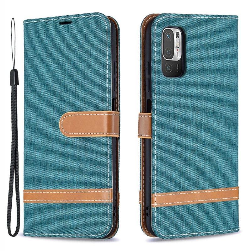 Etui Folio do Xiaomi Redmi Note 10 5G / Poco M3 Pro Obrzeża Pokrowiec Z Tkaniny