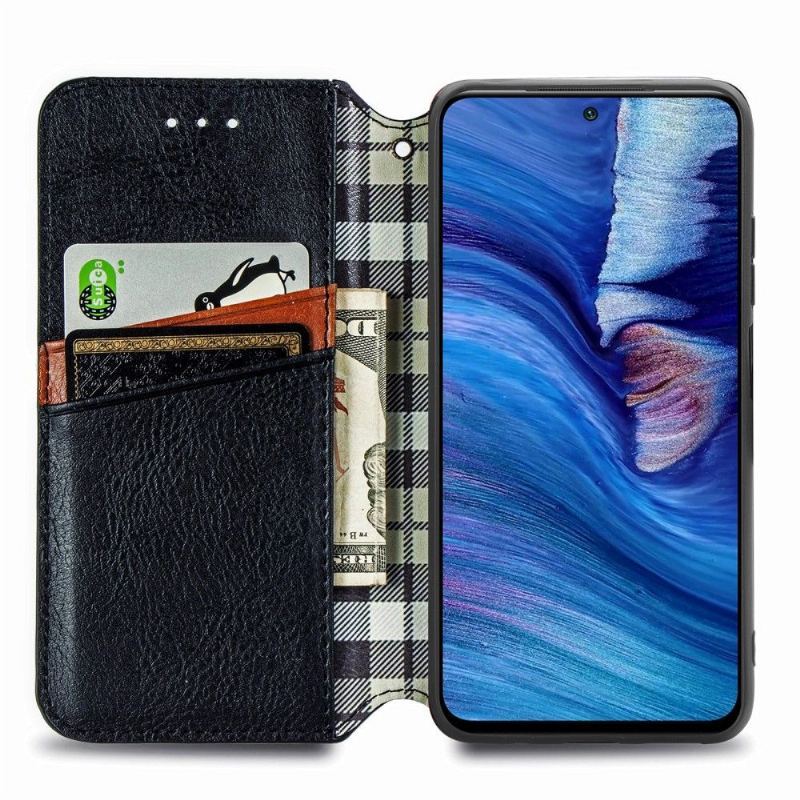 Etui Folio do Xiaomi Redmi Note 10 5G / Poco M3 Pro Skórzany Efekt Geometryczny Wzór