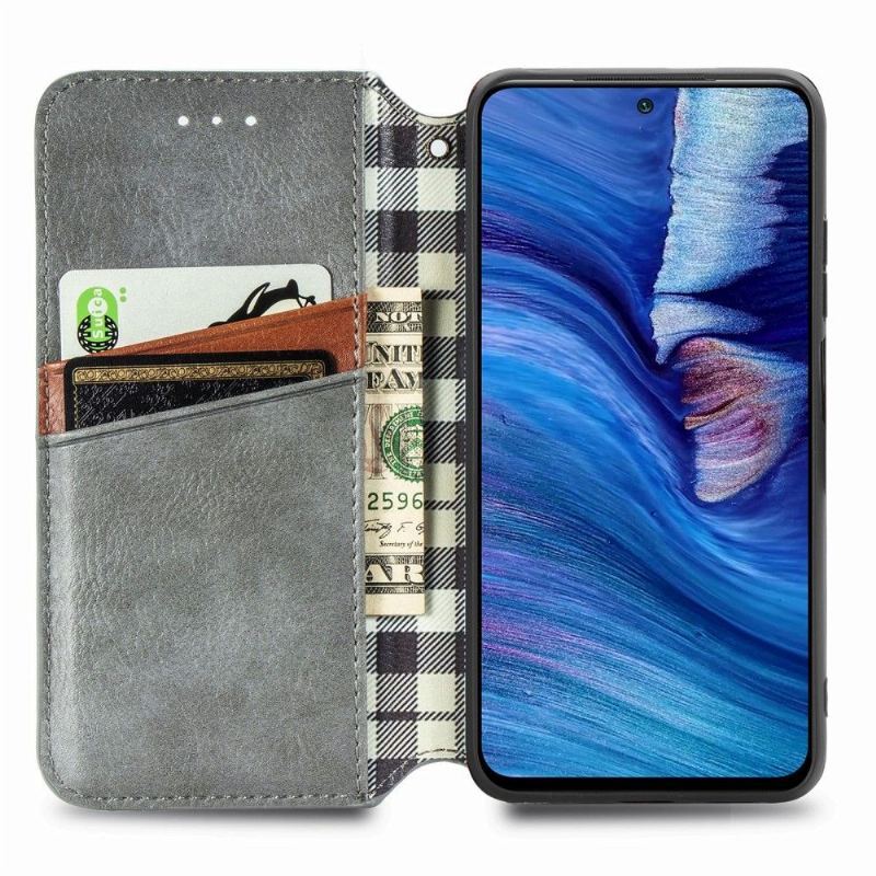 Etui Folio do Xiaomi Redmi Note 10 5G / Poco M3 Pro Skórzany Efekt Geometryczny Wzór