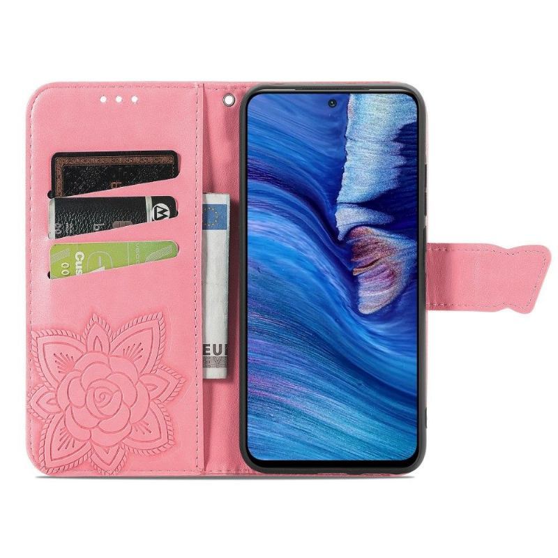 Skórzany Futerał do Xiaomi Redmi Note 10 5G / Poco M3 Pro Anti-fall Motyl Ulga