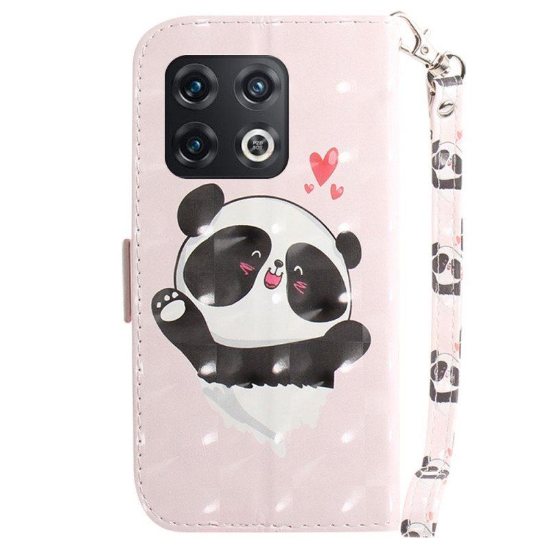 Etui Folio do OnePlus 10 Pro 5G z Łańcuch Mała Panda Z Paskiem