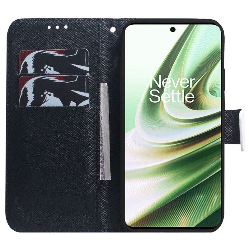 Etui Folio do OnePlus 10 Pro 5G z Łańcuch Paskowate Świątynie