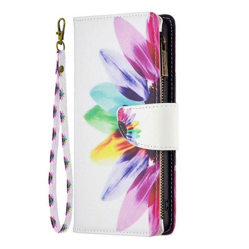 Etui Folio do Poco X5 5G Kieszonka Zapinana Na Zamek W Kwiaty