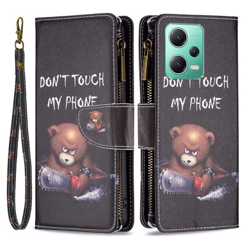 Etui Folio do Poco X5 5G Niebezpieczna Torebka Misia