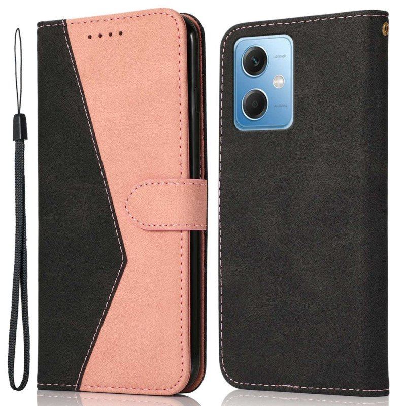 Etui Folio do Poco X5 5G z Łańcuch Dwukolorowy Pasek