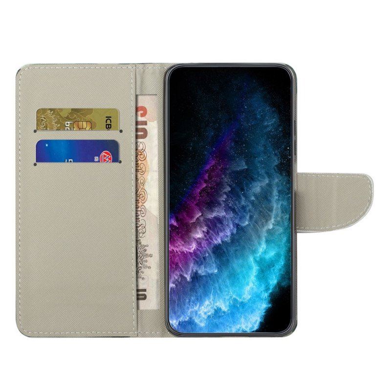 Etui Folio do Poco X5 5G z Łańcuch Niebezpieczny Miś Stringi