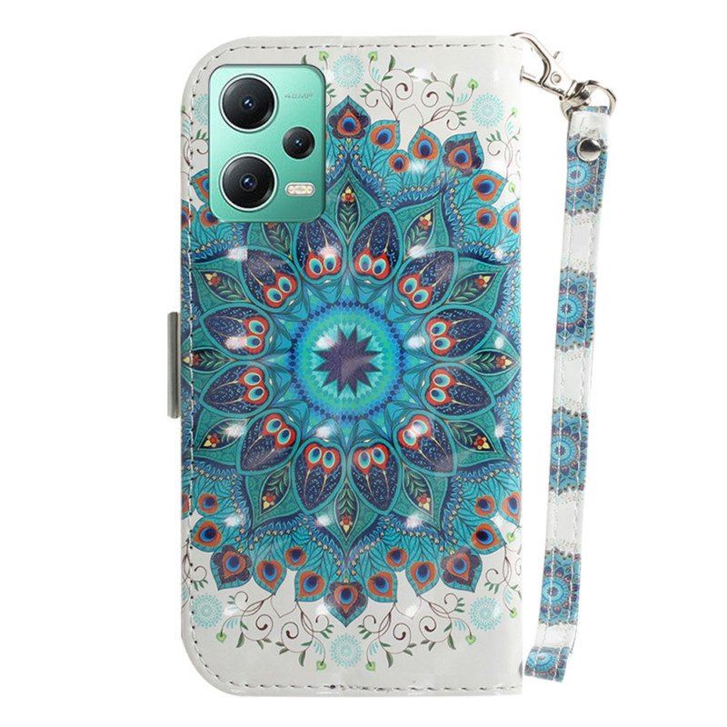 Etui Folio do Poco X5 5G z Łańcuch Paskowata Mandala