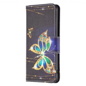 Etui Folio do Poco X5 5G Złote Motyle