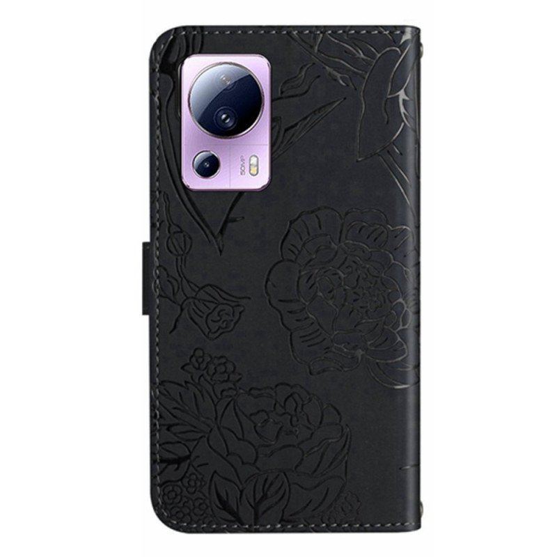 Etui Folio do Xiaomi 13 Lite Motyle I Smycz