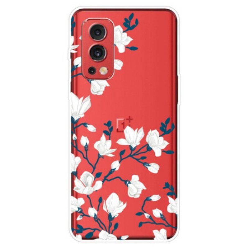 Etui do OnePlus Nord 2 5G Białe Kwiaty