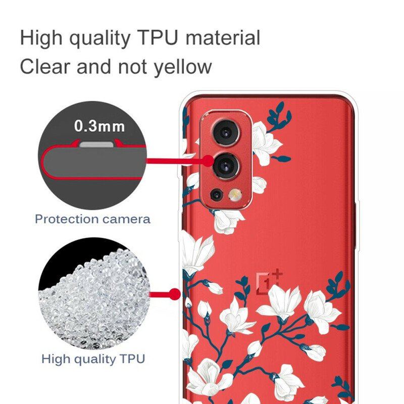 Etui do OnePlus Nord 2 5G Białe Kwiaty