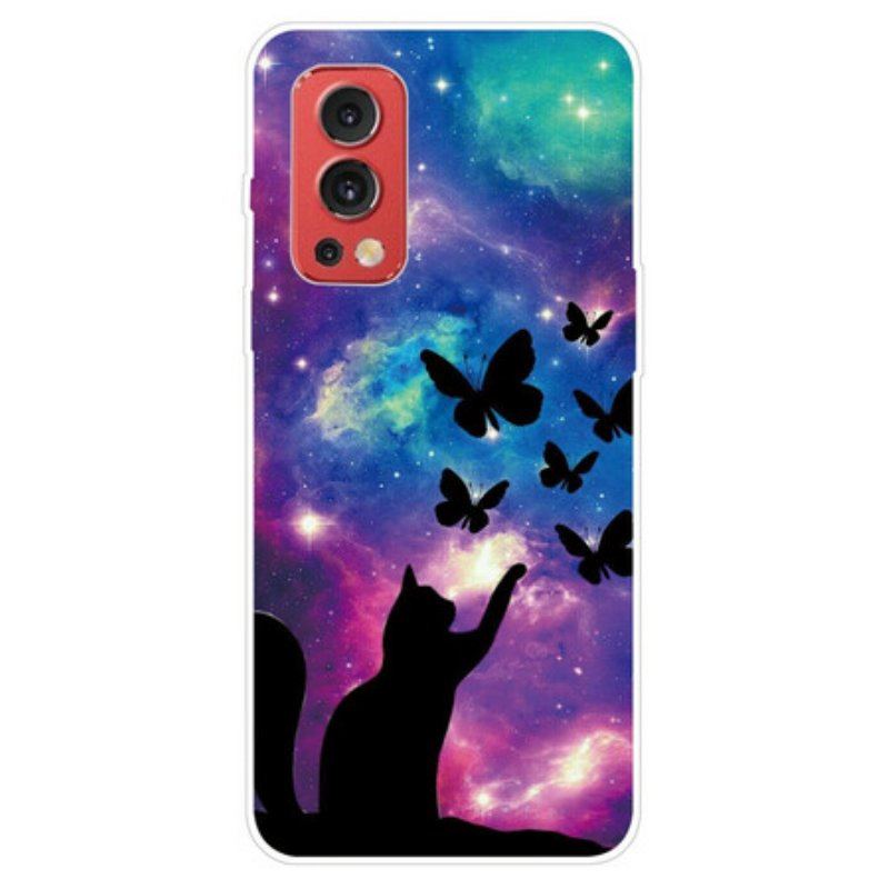 Etui do OnePlus Nord 2 5G Kot I Motyle W Kosmosie